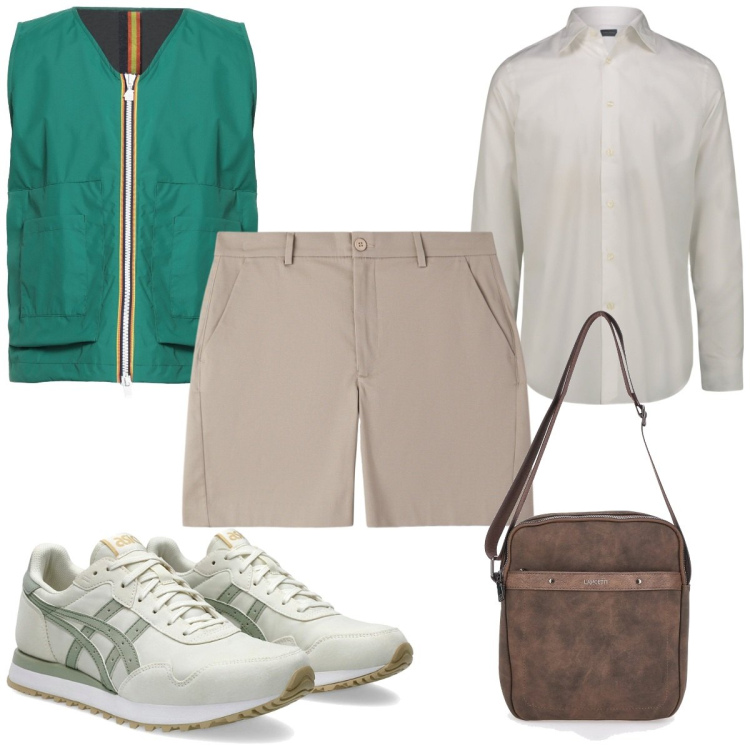 Outfit uomo - Total look #2183263. Stile Trendy per Tutti i giorni. Abbinamento con giacche, pantaloni corti, portafogli, sneakers, camicie.