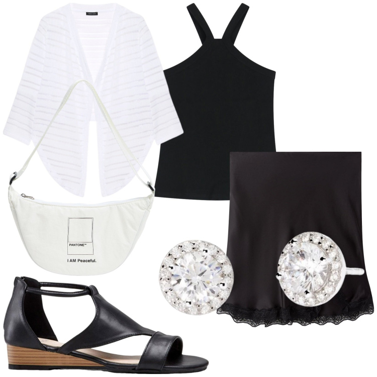 Outfit donna - Total look #2183314. Stile Basic per Tutti i giorni. Abbinamento con sandali, marsupi, gonne, orecchini, top, bolero.