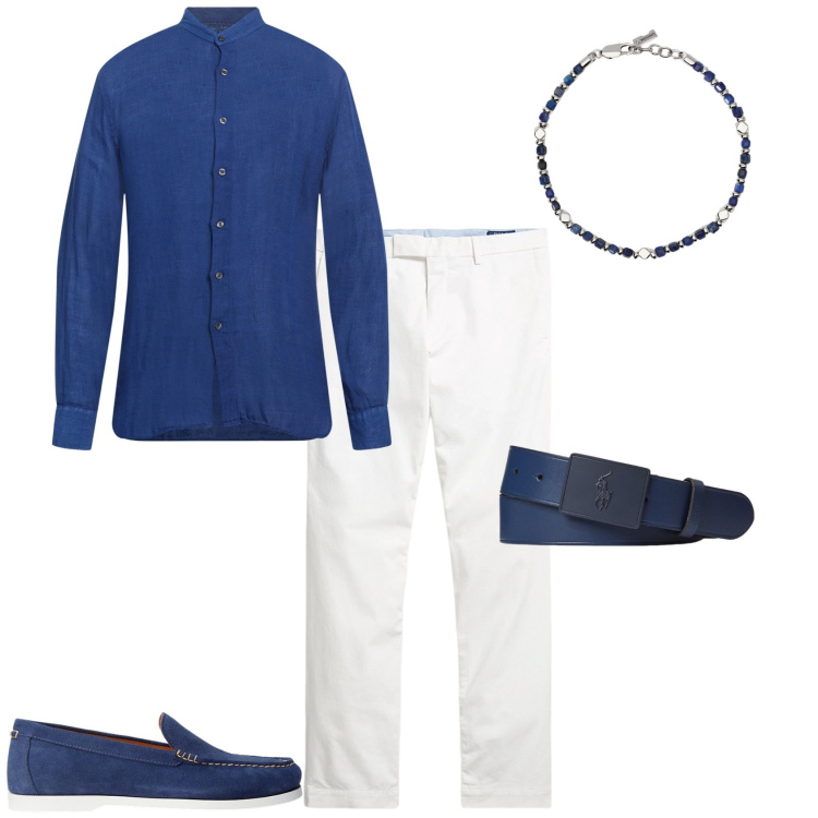 Outfit uomo - Total look #2183370. Stile Trendy per Serata speciale. Abbinamento con camicie, braccialetti, scarpe stringate, pantaloni chino, cinture.