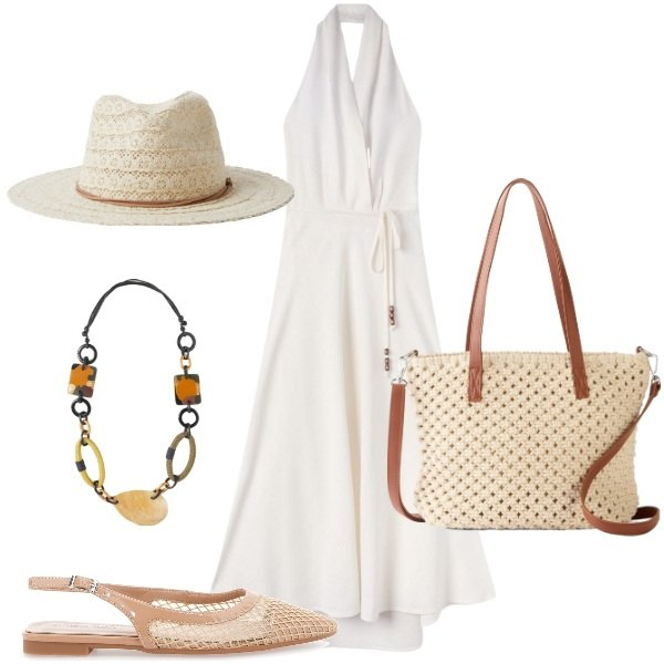 Outfit donna - Boho metropolitano. Stile Boho per Tutti i giorni. Abbinamento con borse a mano, cappelli, vestiti lunghi, ballerine, collane.