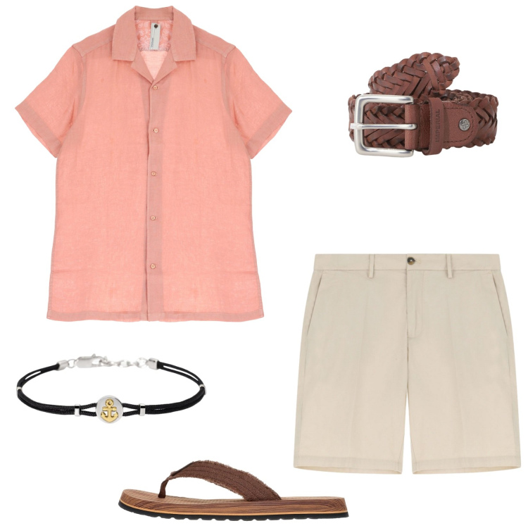 Outfit uomo - Shorts sartoriali. Stile Trendy per Tutti i giorni. Abbinamento con braccialetti, camicie a manica corta, cinture, bermuda, sandali.