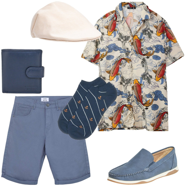 Outfit uomo - Shorts... finalmente. Stile Casual per Tutti i giorni. Abbinamento con camicie a manica corta, scarpe stringate, bermuda, cappelli e berretti, portafogli, calzini.