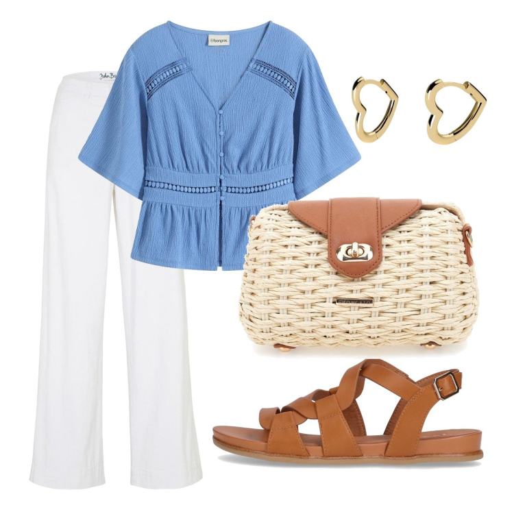 Outfit donna - La tunica col pizzo. Stile Boho per Ufficio. Abbinamento con jeans, bluse, orecchini, sandali, borse a tracolla.