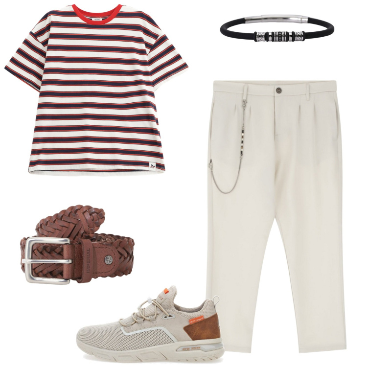 Outfit uomo - Scarpe in tela. Stile Casual per Tutti i giorni. Abbinamento con braccialetti, pantaloni, cinture, t-shirt, sneakers.