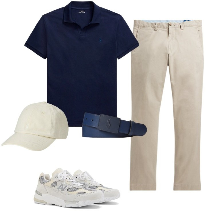 Outfit uomo - Total look #2183756. Stile Casual per Tutti i giorni. Abbinamento con sneakers, pantaloni, polo, cinture, cappelli.