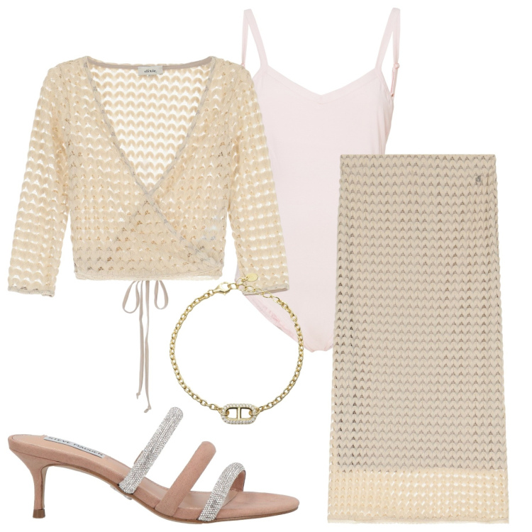 Outfit donna - Il mio outfit. Stile Casual chic per Serata fuori. Abbinamento con sandali col tacco, braccialetti, body, top, gonne longuette.
