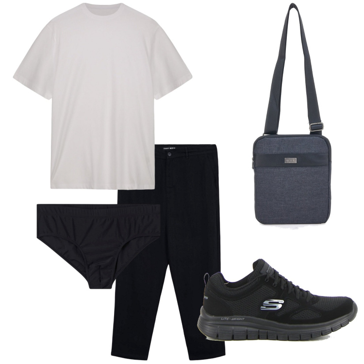 Outfit uomo - Total look #2183889. Stile Casual per Tutti i giorni. Abbinamento con pantaloni chino, costumi, t-shirt, borse sportive, sneakers.