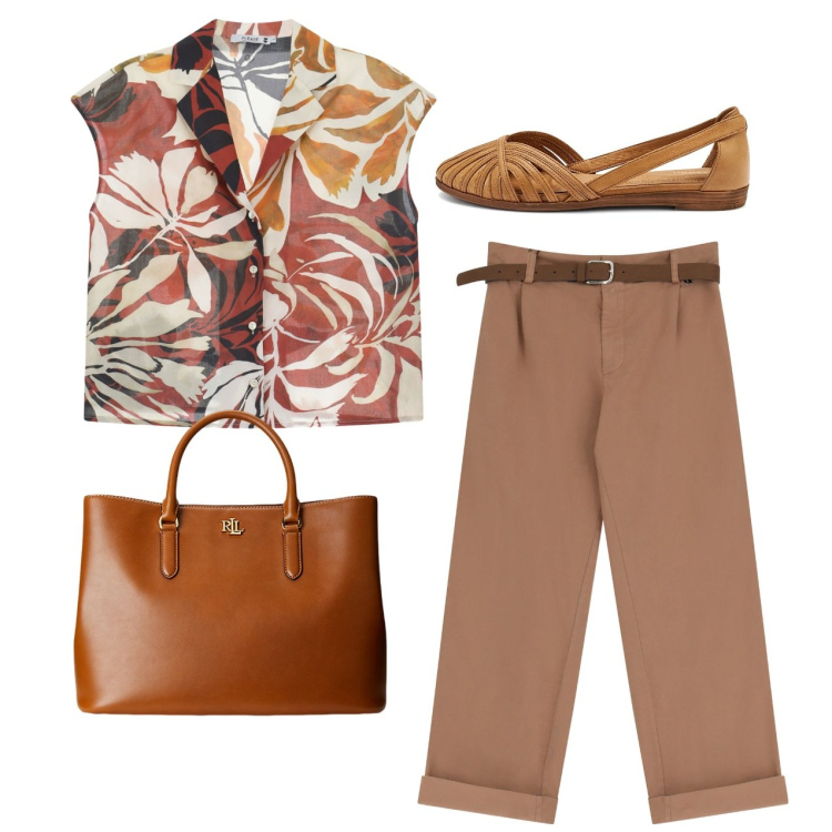 Outfit donna - Ufficio a giugno. Stile Bon Ton per Ufficio. Abbinamento con camicie, pantaloni chino, borse a mano, ballerine.