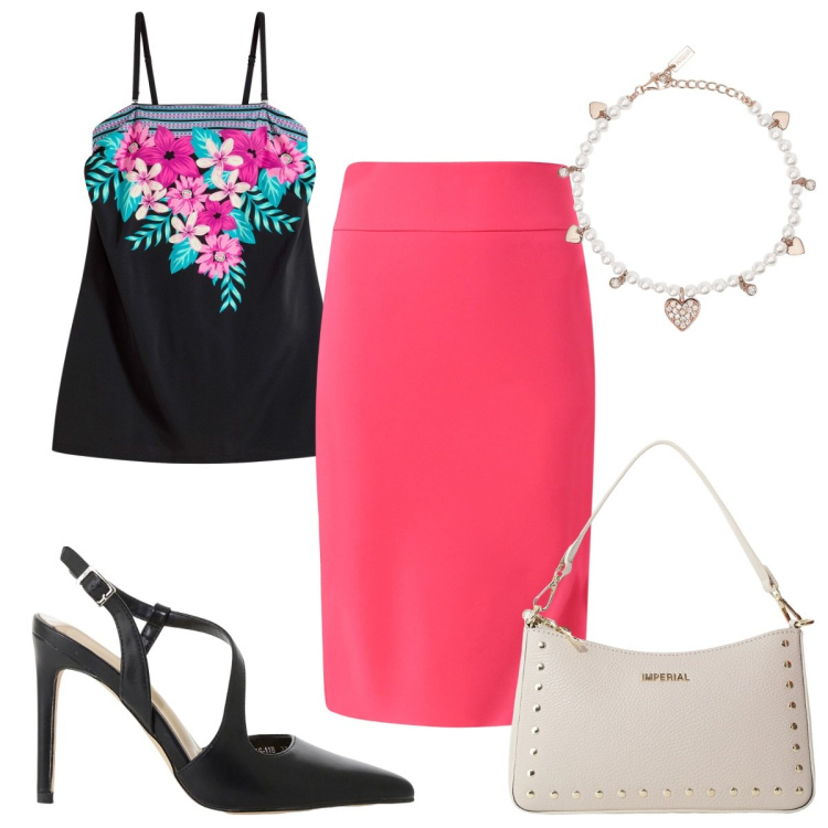 Outfit donna - Total look #2184477. Stile Trendy per Mare. Abbinamento con vestiti da spiaggia, braccialetti, gonne, décolleté, borse a spalla.