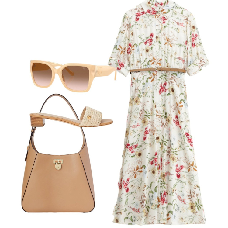 Outfit donna - Chemisier. Stile Romantica per Tutti i giorni. Abbinamento con vestiti midi/longuette, occhiali da sole, borse a spalla, sandali in pelle.