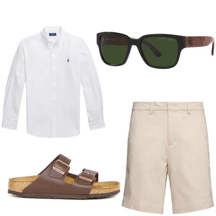Outfit uomo - Total look #2184824. Stile Casual Abbinamento con camicie, occhiali da sole, sandali, shorts.