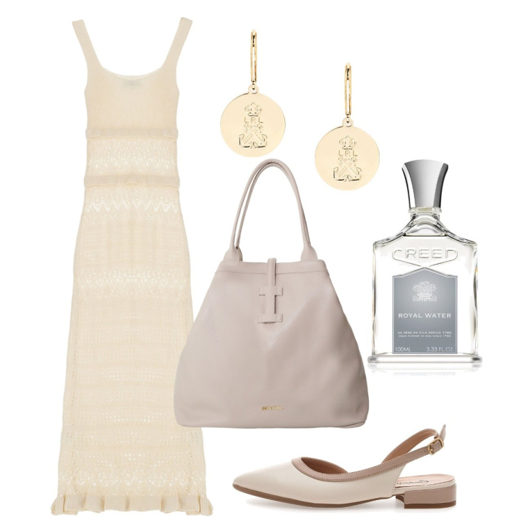 Outfit donna - Crochet. Stile Bon Ton per Tutti i giorni. Abbinamento con profumi, vestiti midi/longuette, borse tote, orecchini, ballerine.