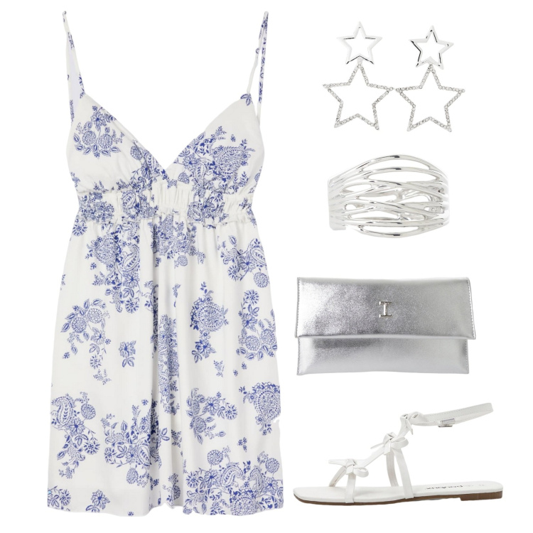 Outfit donna - Dettaglii luminosi!!!. Stile Romantica per Mare. Abbinamento con sandali, vestiti corti, orecchini, pochette, braccialetti.