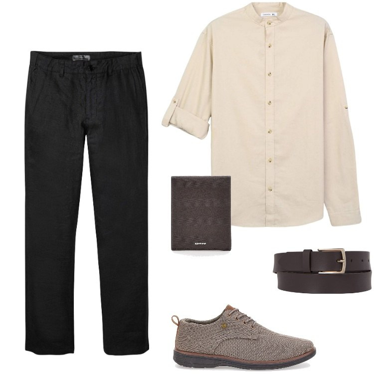 Outfit uomo - Total look #2185082. Stile Casual per Tutti i giorni. Abbinamento con pantaloni, camicie, cinture, scarpe stringate, portafogli.