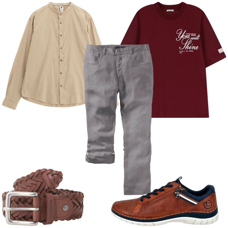 Outfit uomo - Total look #2185099. Stile Trendy per Tutti i giorni. Abbinamento con pantaloni, cinture, camicie, t-shirt, sneakers.