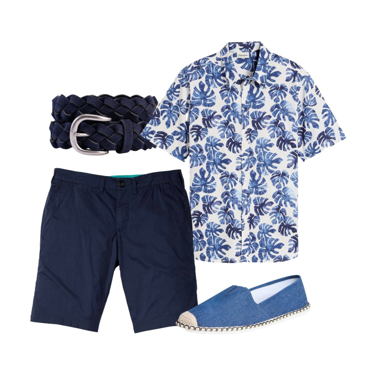 Outfit uomo - Tonalità Blue!. Stile Casual per Tutti i giorni. Abbinamento con bermuda, camicie a manica corta, espadrillas, cinture.