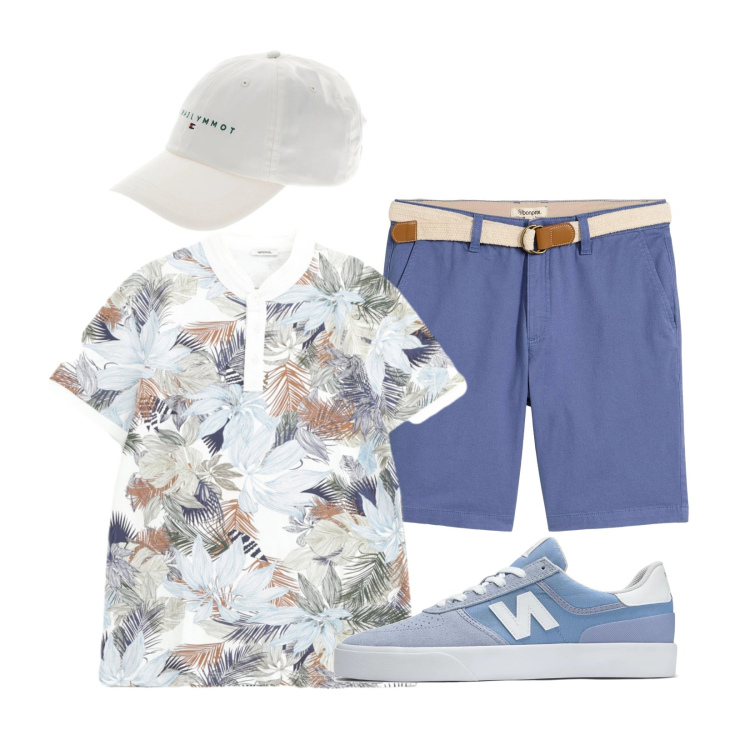 Outfit uomo - Al Mare!. Stile Casual per Mare. Abbinamento con bermuda, sneakers, polo, cappelli.