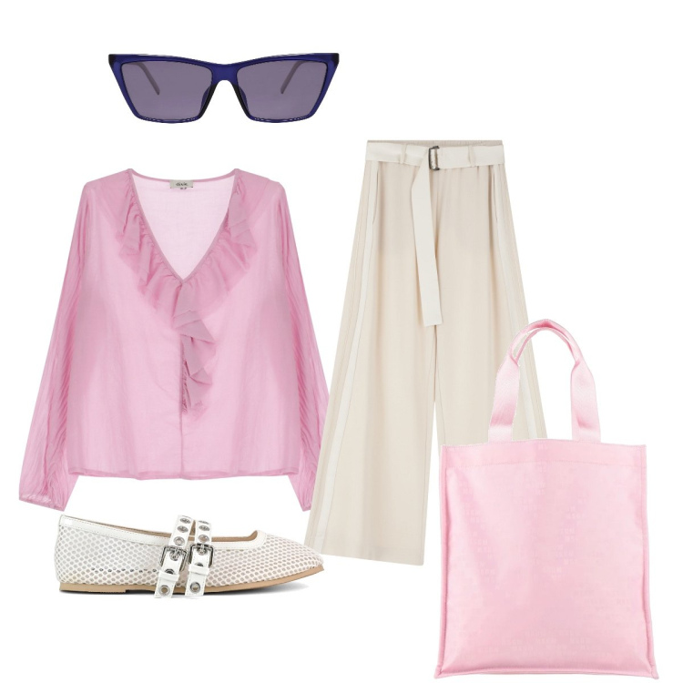 Outfit donna - La ballerina completa il mio outfit. Stile Chic per Tutti i giorni. Abbinamento con borse a mano, occhiali da sole, pantaloni, camicie, ballerine.