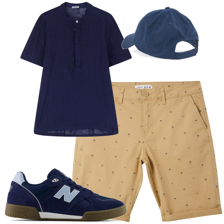 Outfit uomo - Total look #2185237. Stile Casual per Tutti i giorni. Abbinamento con pantaloni corti, sneakers, t-shirt, cappelli.