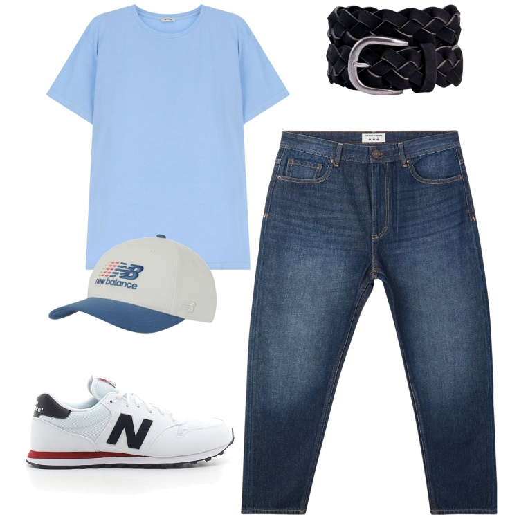 Outfit uomo - Total look #2185256. Stile Casual per Tutti i giorni. Abbinamento con jeans, cappelli, t-shirt, cinture, sneakers.