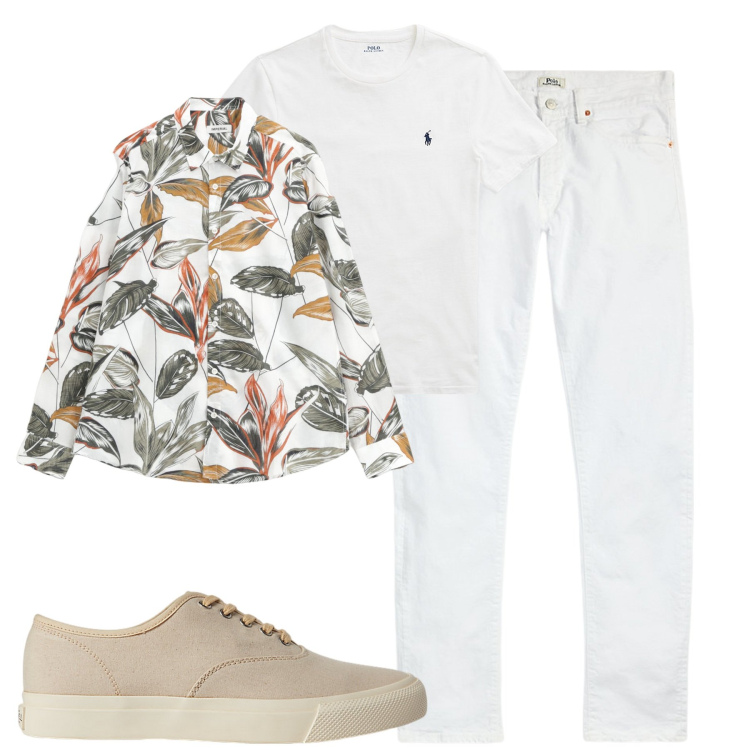 Outfit uomo - Total look #2185262. Stile Trendy per Serata speciale. Abbinamento con camicie, sneakers, t-shirt, jeans.