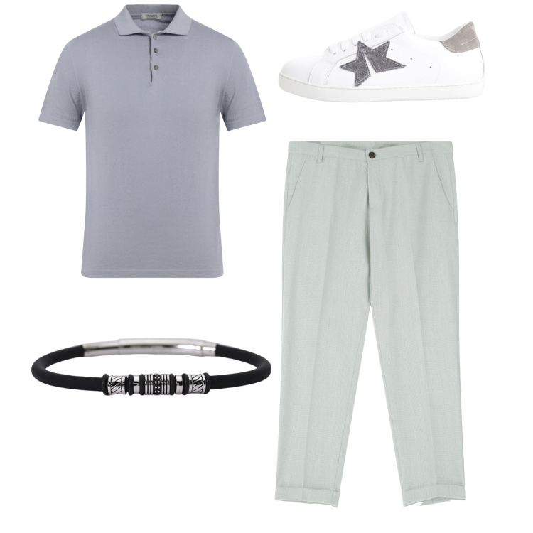 Outfit uomo - City. Stile Casual per Tutti i giorni. Abbinamento con pullovers, braccialetti, pantaloni, sneakers.