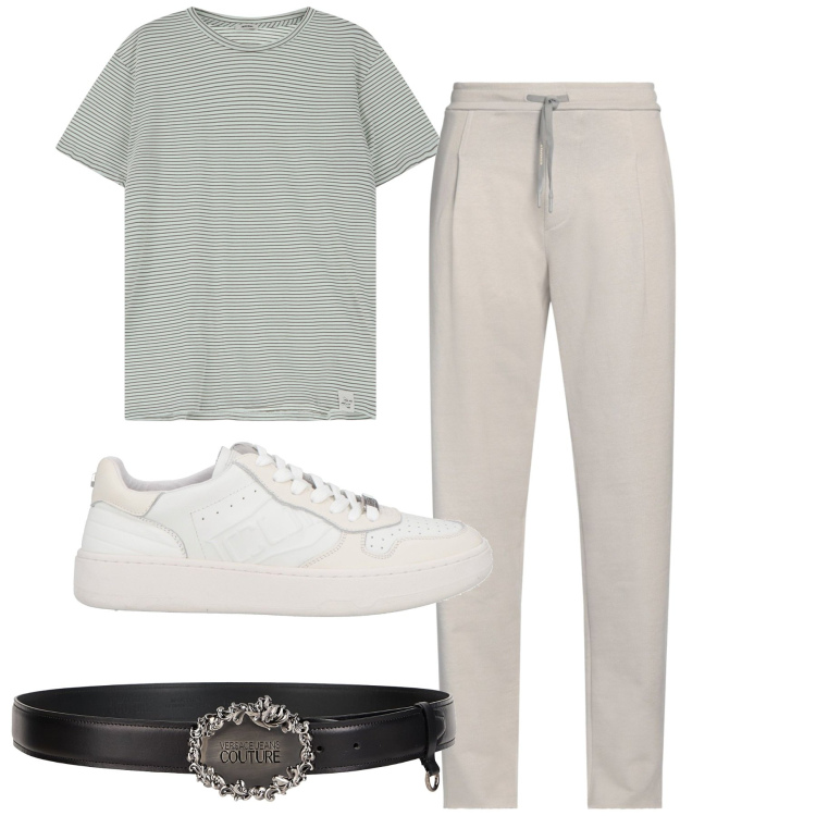 Outfit uomo - City. Stile Casual per Tutti i giorni. Abbinamento con pantaloni, sneakers, cinture, t-shirt.
