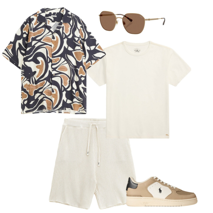 Outfit uomo - Quel qualcosa in più. Stile Urban per Tutti i giorni. Abbinamento con camicie a manica corta, bermuda, t-shirt, occhiali da sole, sneakers.