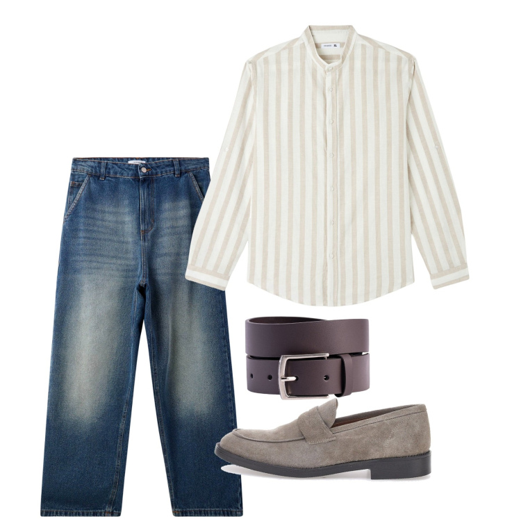 Outfit uomo - Giugno. Stile Casual per Tutti i giorni. Abbinamento con camicie, jeans, scarpe stringate, cinture.