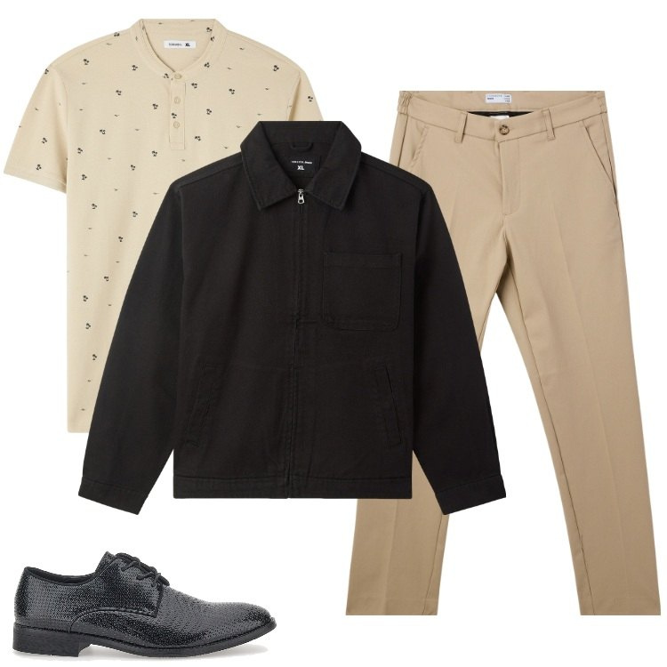 Outfit uomo - Total look #2185441. Stile Trendy per Tutti i giorni. Abbinamento con t-shirt, giacche, pantaloni chino, scarpe stringate.