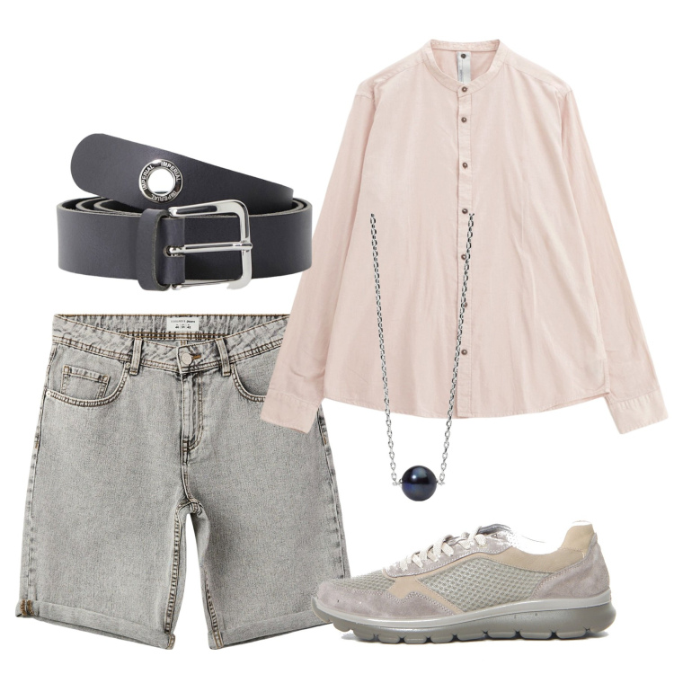 Outfit uomo - Denim di giugno. Stile Casual per Tutti i giorni. Abbinamento con bermuda, collane, cinture, camicie, scarpe stringate.