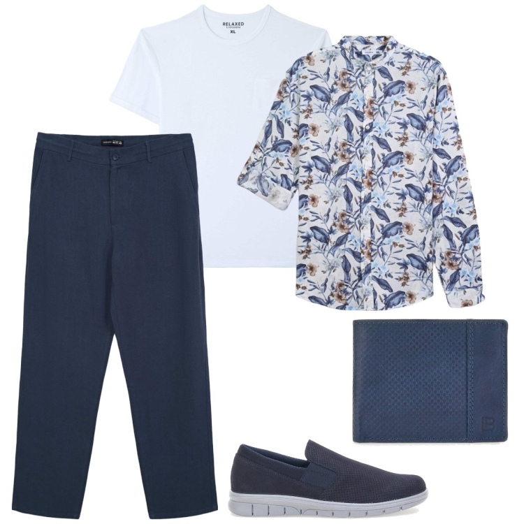 Outfit uomo - La camicia con carattere. Stile Casual per Tutti i giorni. Abbinamento con t-shirt, camicie, pantaloni chino, scarpe stringate, portafogli.