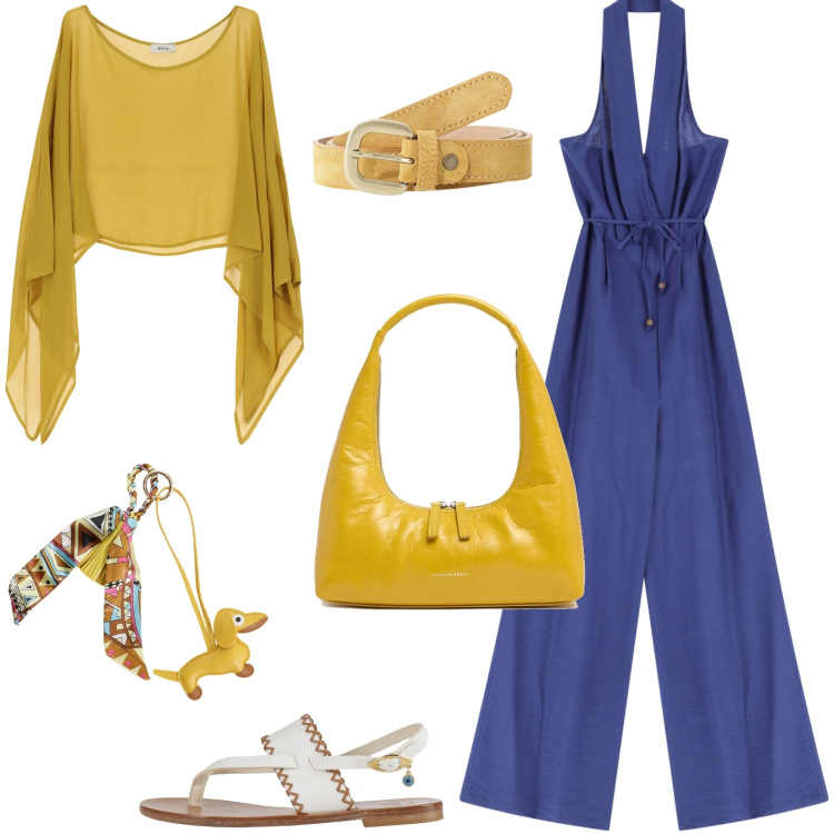 Outfit donna - In vacanza con Dixie. Stile Casual chic per Serata fuori. Abbinamento con infradito, tute, camicie, portachiavi, cinture, borse a spalla.