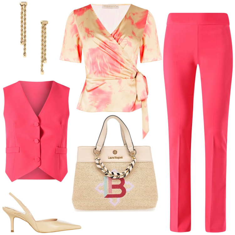 Outfit donna - Una serata speciale con Rinascimento. Stile Chic per Serata fuori. Abbinamento con bluse, pantaloni, gilet, décolleté, orecchini, borse a mano.