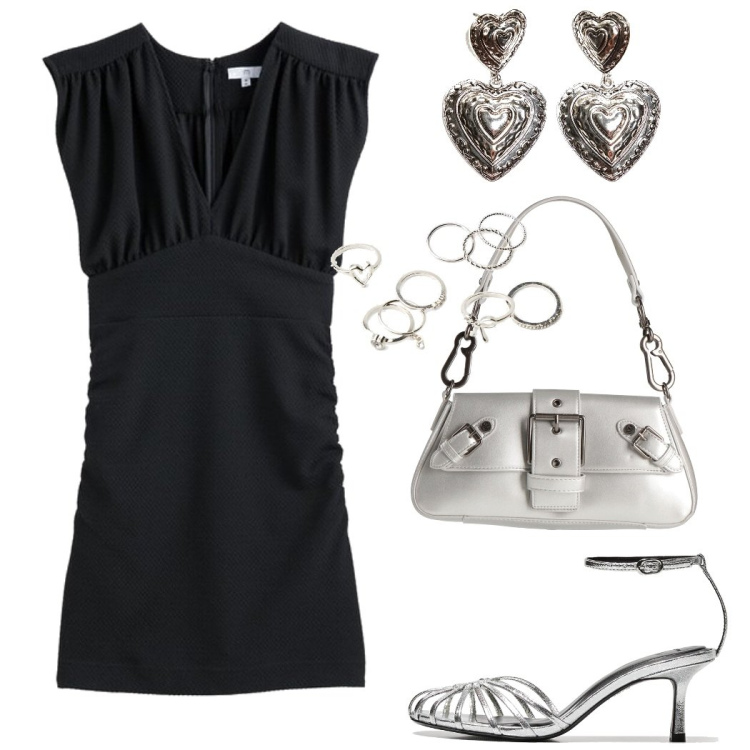 Outfit mujer - Noche Chic. Estilo Sexy para Noche/Fiesta elegante. Combinación con vestidos tubo, sandalias de tacón, bolsos de mano, pendientes, anillos.