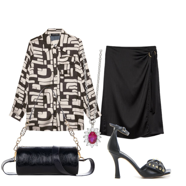 Outfit donna - Cerimonia. Stile Bon Ton per Cerimonia. Abbinamento con collane, borse a mano, camicie, gonne longuette, sandali in pelle.