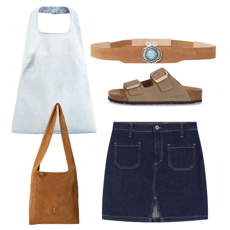 Outfit donna - Please - Drive me to the sea!. Stile Casual chic per Tutti i giorni. Abbinamento con canottiere, minigonne, borse a tracolla, cinture, ciabatte.