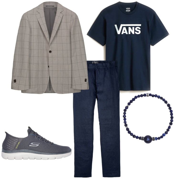 Outfit uomo - In ufficio. per Ufficio. Abbinamento con pantaloni, braccialetti, t-shirt, giacche, sneakers.