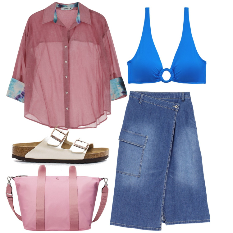 Outfit donna - Please - Drive me to the sea!. Stile Casual per Tutti i giorni. Abbinamento con camicie, gonne longuette, bikini, borse tote, ciabatte.