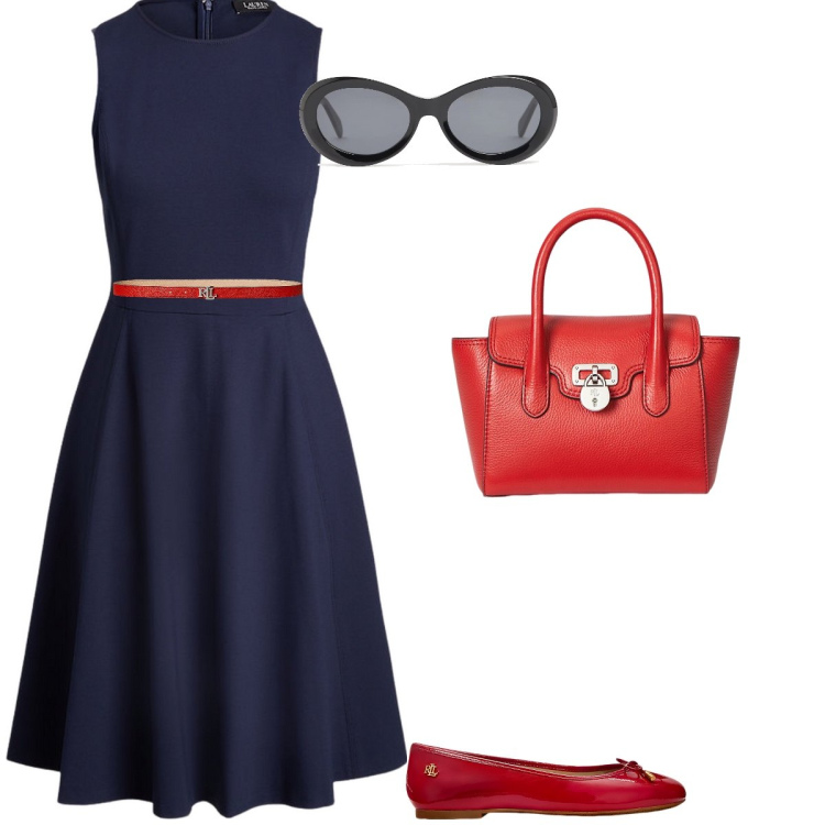 Outfit donna - Lo Stile Audrey non sbaglia mai!. Stile Bon Ton per Tutti i giorni. Abbinamento con vestiti senza maniche, cinture, borse a mano, ballerine, occhiali da sole.