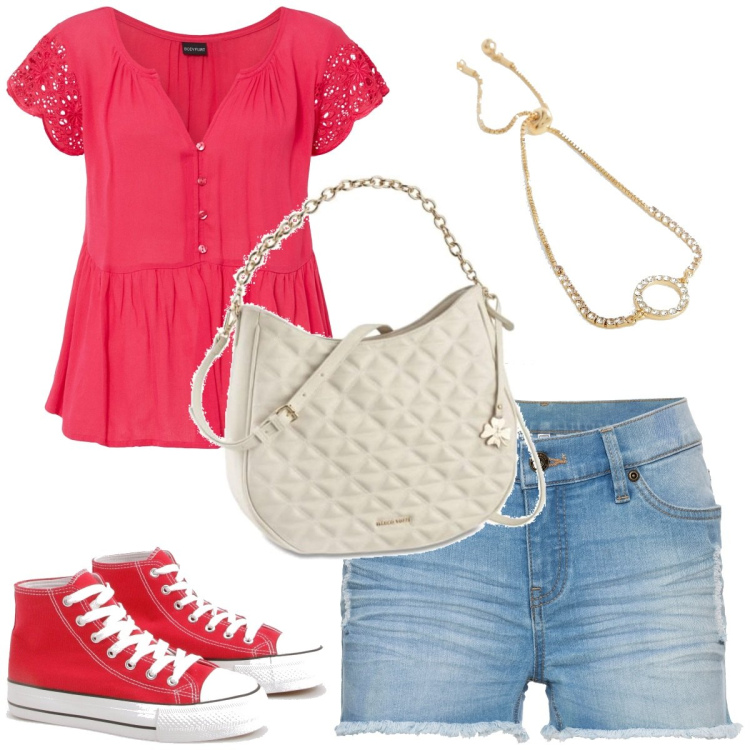 Outfit femme - Basique #3230. Style Basique pour Tous les jours. Assortir avec tuniques, short, sacs à main, sneakers, bracelets.