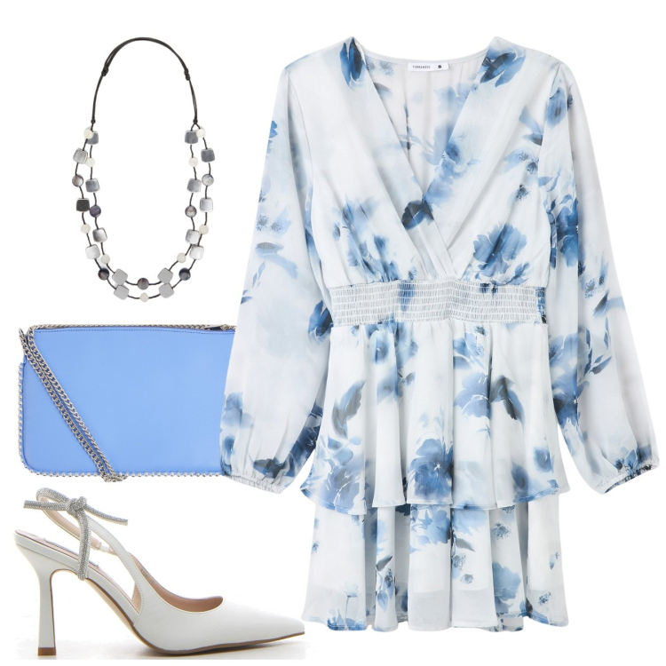 Outfit donna - Io. Stile Bon Ton per Cerimonia. Abbinamento con borse a tracolla, vestiti, décolleté, collane.