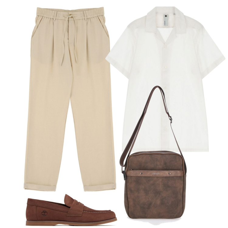 Outfit uomo - Mocassini marroni. Stile Casual per Tutti i giorni. Abbinamento con camicie a manica corta, pantaloni, portafogli, scarpe stringate.