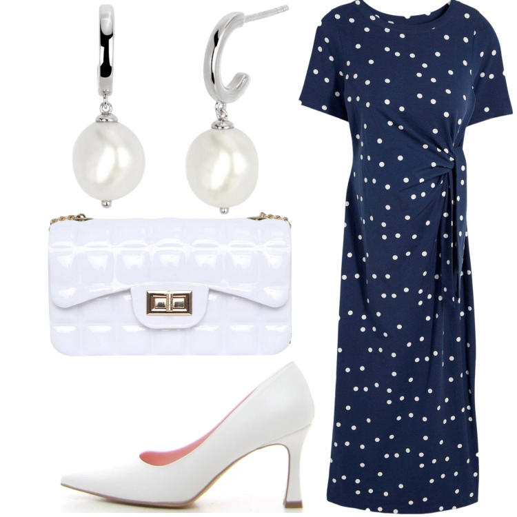 Outfit donna - Total look #2186149. Stile Casual chic per Cerimonia. Abbinamento con vestiti lunghi, borse a tracolla, orecchini, décolleté.