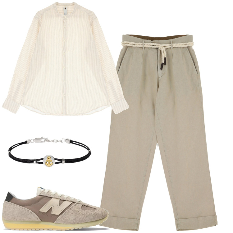 Outfit uomo - Tono su tono. Stile Trendy per Tutti i giorni. Abbinamento con braccialetti, sneakers, pantaloni chino, camicie.