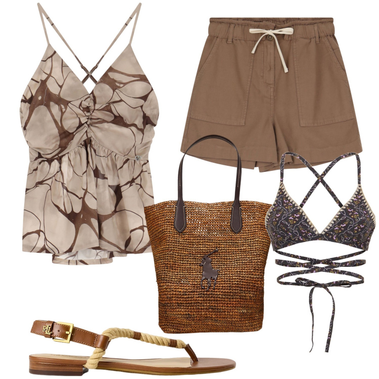 Outfit donna - Intrecci marini. Stile Minimal per Mare. Abbinamento con canottiere, shorts, borse tote, ciabatte, bikini.