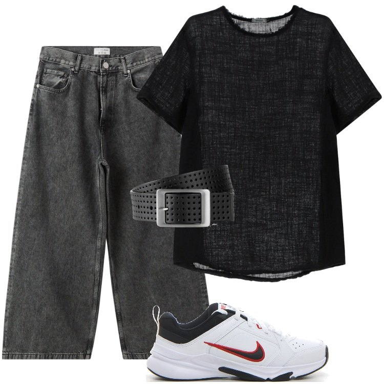 Outfit uomo - Total look #2186366. Stile Urban per Tutti i giorni. Abbinamento con cinture, jeans, t-shirt, sneakers.