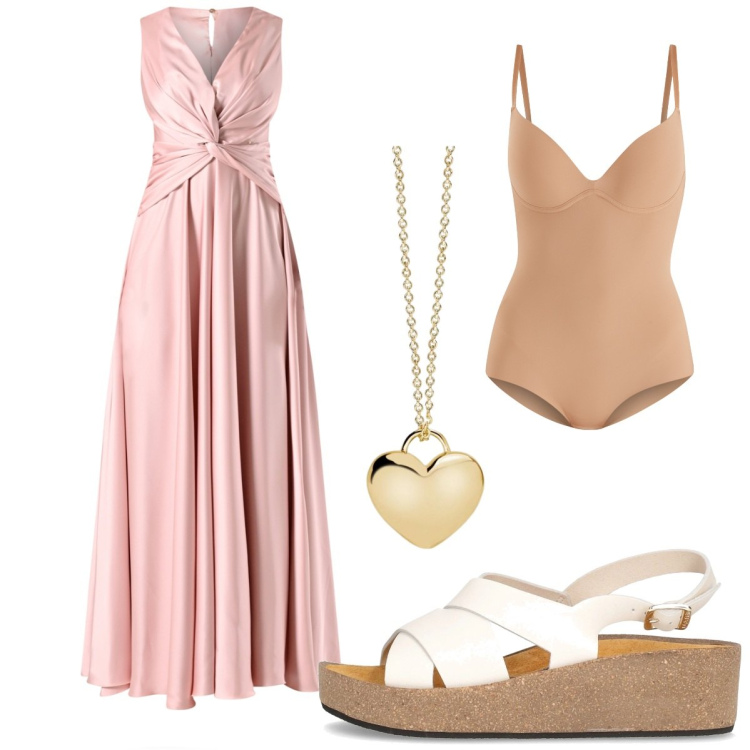 Outfit donna - Sensuale e raffinata al mio compleanno. Stile Romantica per Cerimonia. Abbinamento con collane, body, vestiti lunghi, sandali.