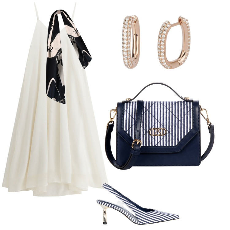 Outfit donna - In città. per Tutti i giorni. Abbinamento con borse a mano, décolleté, sciarpe, orecchini, vestiti midi/longuette.