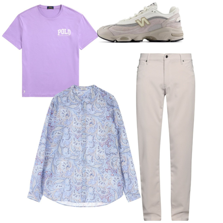 Outfit uomo - Oggi coreana. Stile Casual per Tutti i giorni. Abbinamento con pantaloni, sneakers, camicie, t-shirt.